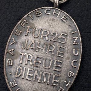 25-Year Long Service Award in the Bavarian Industrial Union. Third Reich   990 silver