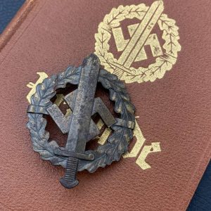  SA Sports Badge model 1933 in bronze     [R.SIEPER & SÖHNE]   Award set with certificate