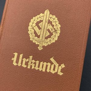  SA Sports Badge model 1933 in bronze     [R.SIEPER & SÖHNE]   Award set with certificate