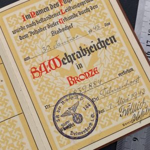  SA Sports Badge model 1933 in bronze     [R.SIEPER & SÖHNE]   Award set with certificate