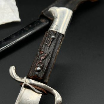 Parade dagger of the fire brigade, 1933 model saw back [Alcoso] Brand mark  Numbered / Stag Grip