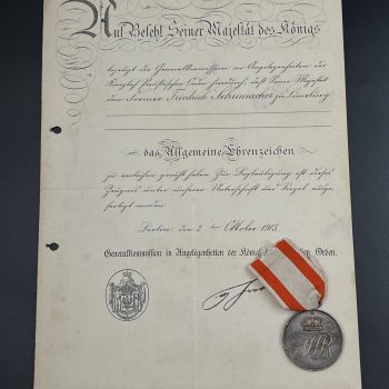   Medal Honor Decoration 2nd Class   Prussia Award set with certificate 
