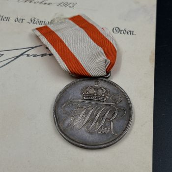   Medal Honor Decoration 2nd Class   Prussia Award set with certificate 