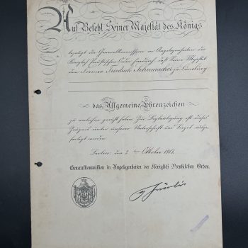   Medal Honor Decoration 2nd Class   Prussia Award set with certificate 