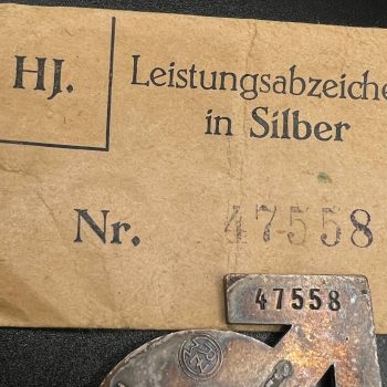   Sport Badge of HJ model 1934 in silver    [KARL WURSTER]  RZM code: M1/34 with Matching. Numbered - 47558