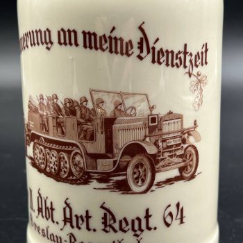 Beer Stein II. Abt. Art. Regt. 64 Breslau-Rosenthal.  [Porzellanfabrik Weiden, Gebr.Bauscher]