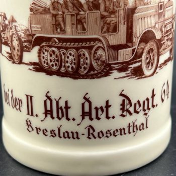 Beer Stein II. Abt. Art. Regt. 64 Breslau-Rosenthal.  [Porzellanfabrik Weiden, Gebr.Bauscher]