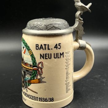 Beer Stein 2. KOMP. PION. BATL. 45 NEU ULM. 1936 