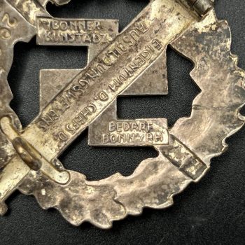  SA Sports Badge model 1933 in silver     [BONNER KUNSTABZ]   Numbered - 29012