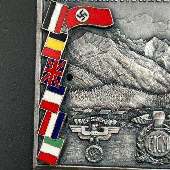 Plaque for participants N.S.K.K. / D.D.A.C.  XVII International Six-Day Race, Oberstdorf, Allgäu Alps. September 9–14, 1935  [Rob. Neff]