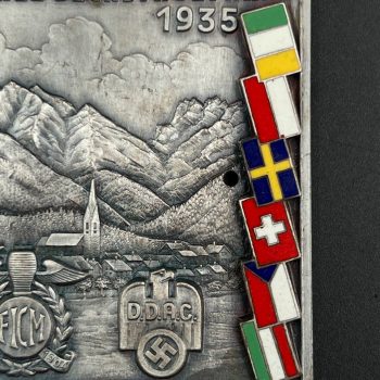 Plaque for participants N.S.K.K. / D.D.A.C.  XVII International Six-Day Race, Oberstdorf, Allgäu Alps. September 9–14, 1935  [Rob. Neff]