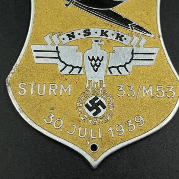 Plaque for participants N.S.K.K.  Road Rally - Orienteering, Motorstorm 33/M53 July 30, 1939  