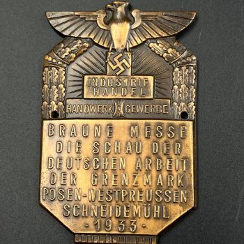 Commemorative plaques SA «Braune Messe» - Exhibition of German Labor in the Posen-West Prussia Border Region, Schneidemühl 1933 г. Bronze 