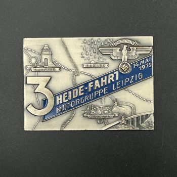 Commemorative plaques N.S.K.K.  3rd Run of the Leipzig Motor Group May 14, 1939 Cupal, blue enamel [Wilhelm Helbing]