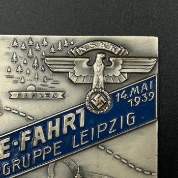Commemorative plaques N.S.K.K.  3rd Run of the Leipzig Motor Group May 14, 1939 Cupal, blue enamel [Wilhelm Helbing]