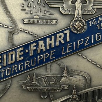 Commemorative plaques N.S.K.K.  3rd Run of the Leipzig Motor Group May 14, 1939 Cupal, blue enamel [Wilhelm Helbing]